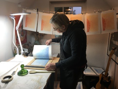 Karen Edwards at home in the studio