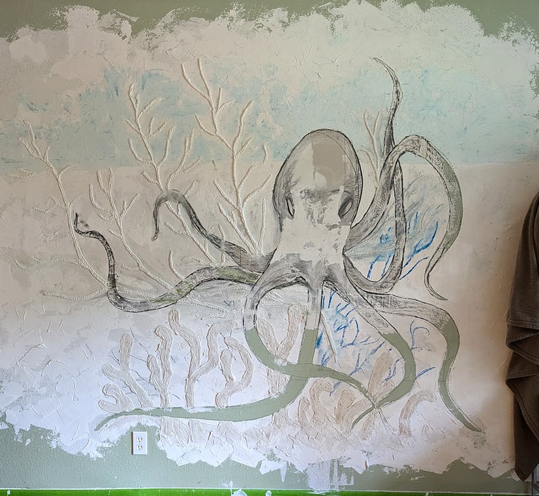 EasySand 90 joint compound is a great medium to use to sculpt a 3D relief mural on an interior wall.