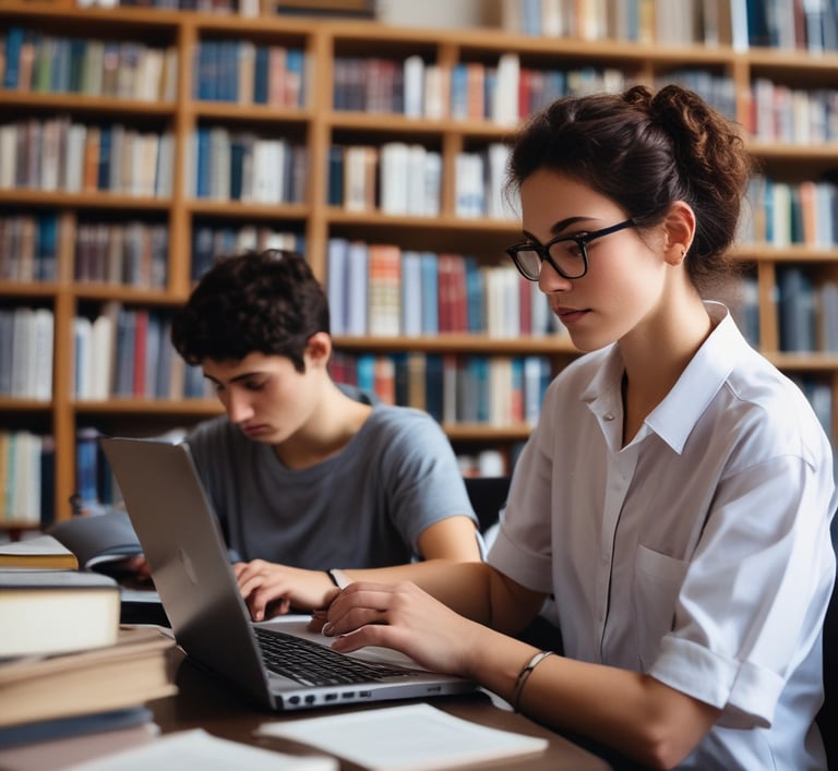 A focused student studying with a laptop and notes in a cozy environment.