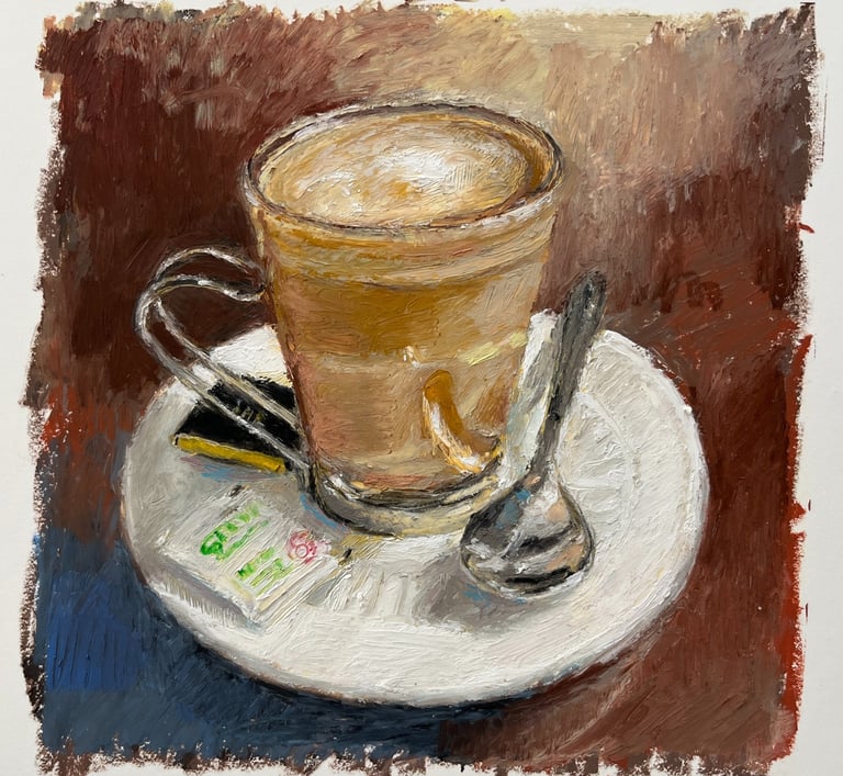 NFS Oil pastel painting of a coffee cup