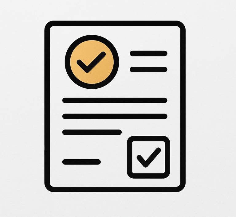 AMC contract document icon with checkmark