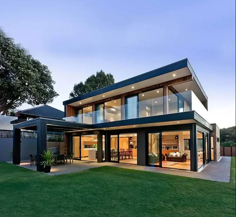Livorohaus modern villa house with a large glass balcony, 4bhk