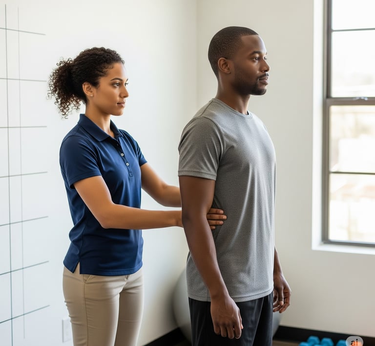 a man and woman standing in a room