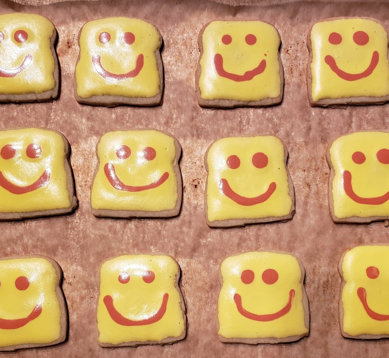 Sugar Cookies that look like Smiling Toast