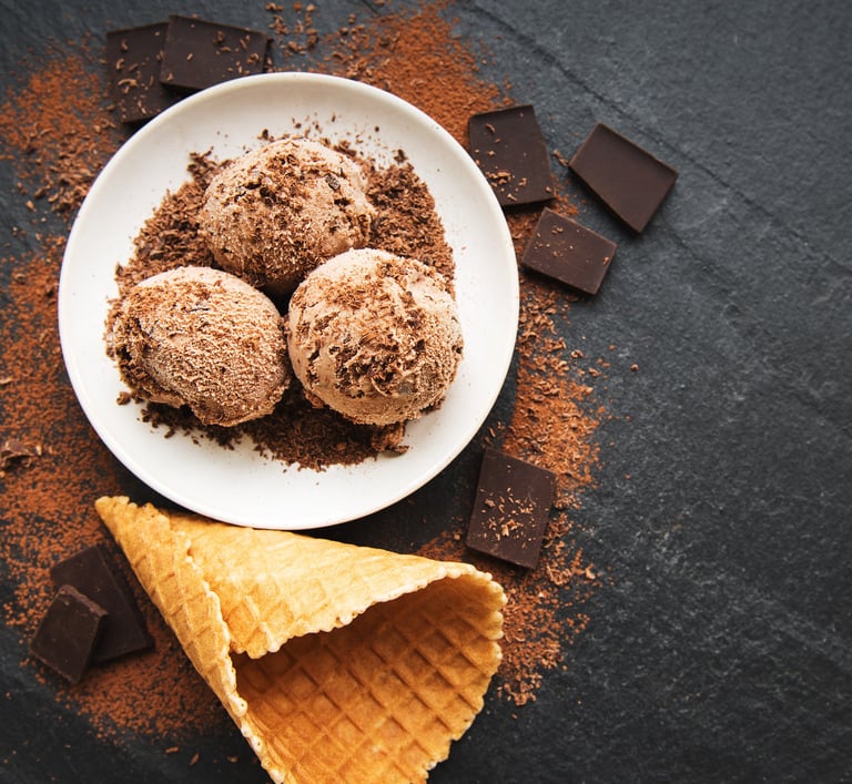 Helado con rayadura de cacao