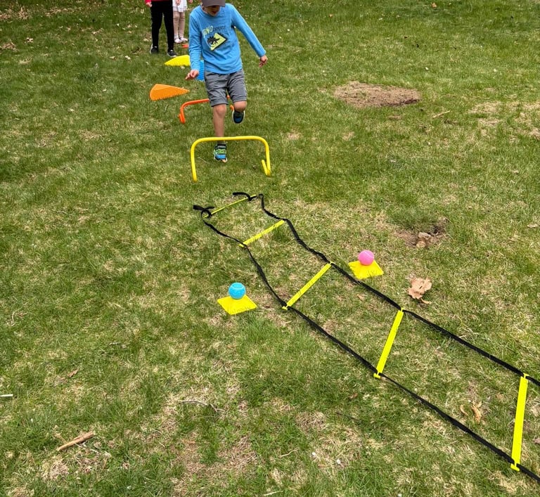 Kids participating in ninja warrior birthday party in Massachusetts