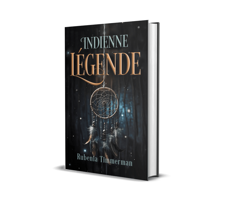 Mockup livre relié, Légende indienne, urban fantasy de Rubenia Timmerman.