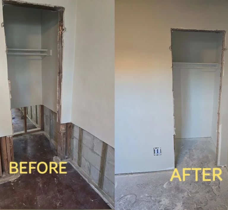 drywall repair before and after water damage