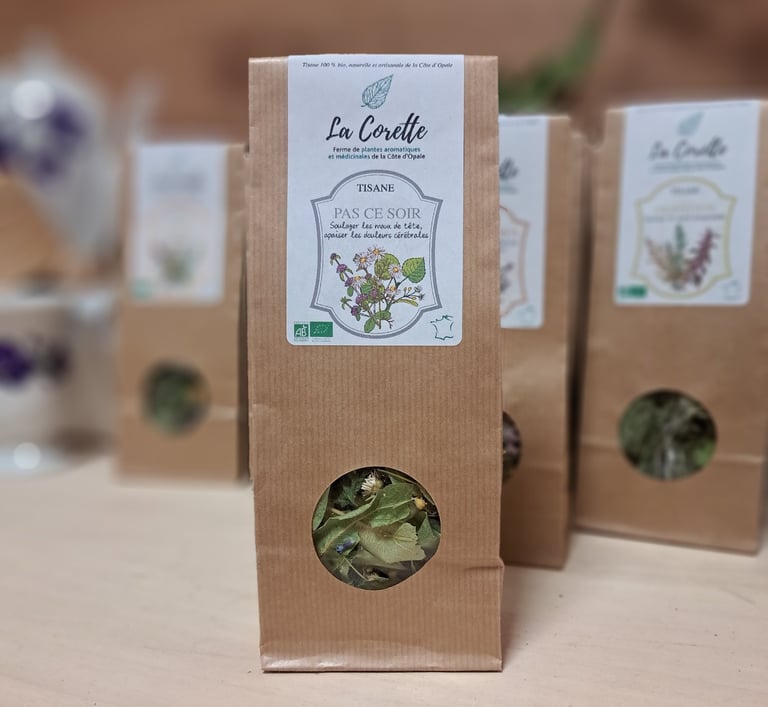 Sachet de tisane bio Pas ce soir Ferme de La Corette