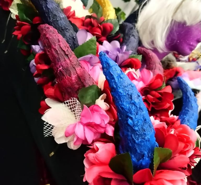 Some of Nightshade Designs' merchandise: horns.