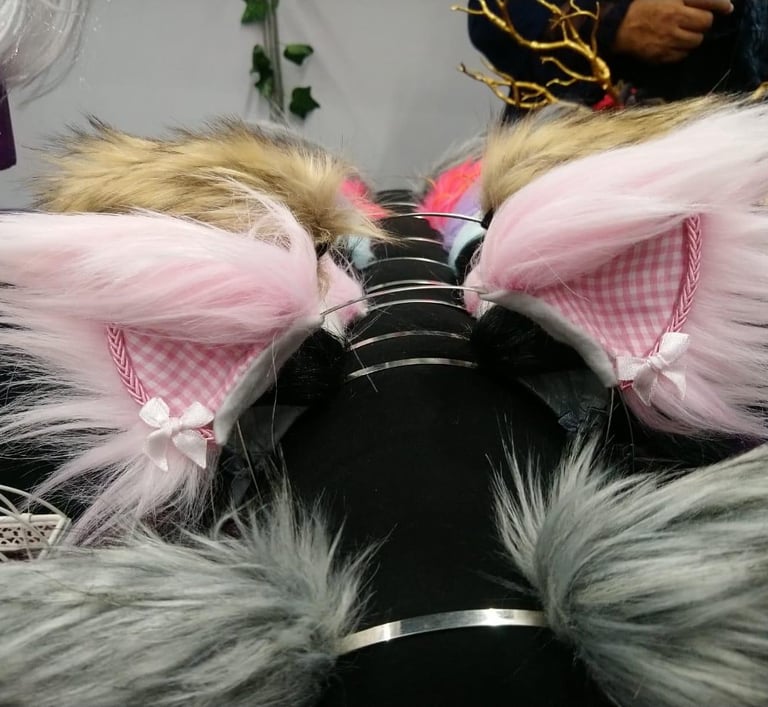 Some of Nightshade Designs' merchandise: cat ears.