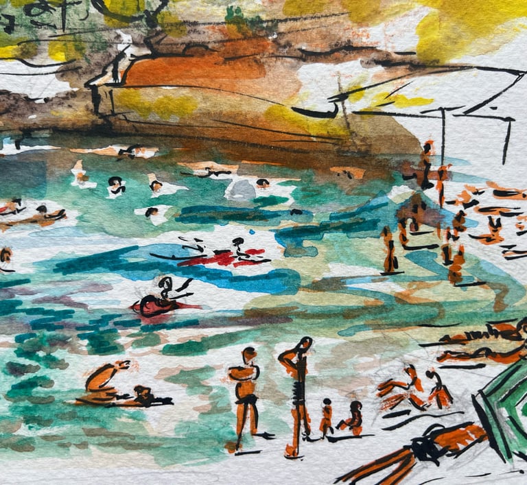 Plage vacances, 2010 Aquarelle ©Mireille Derbré
