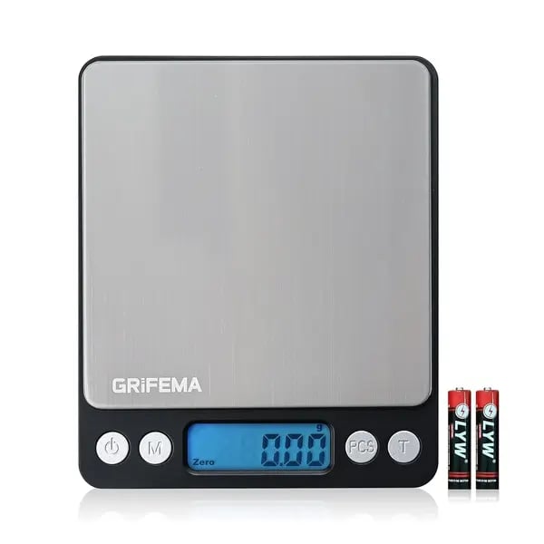 GRIFEMA GA2003 Balance de Cuisine Électronique de Haute Précision 500g/0,01g avec Écran LCD Rétroécl