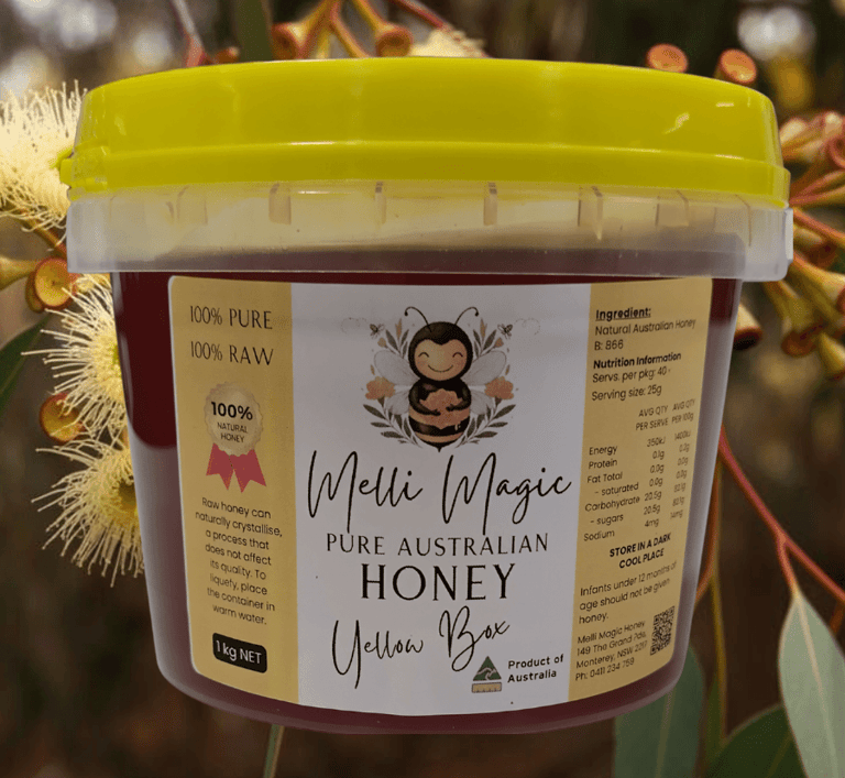 Melli Magic 1kg tub of pure raw Australian Yellow Box honey