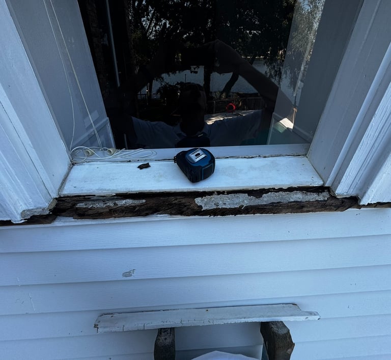 Window rot repair project. Very common site in the Emeral Coast area 