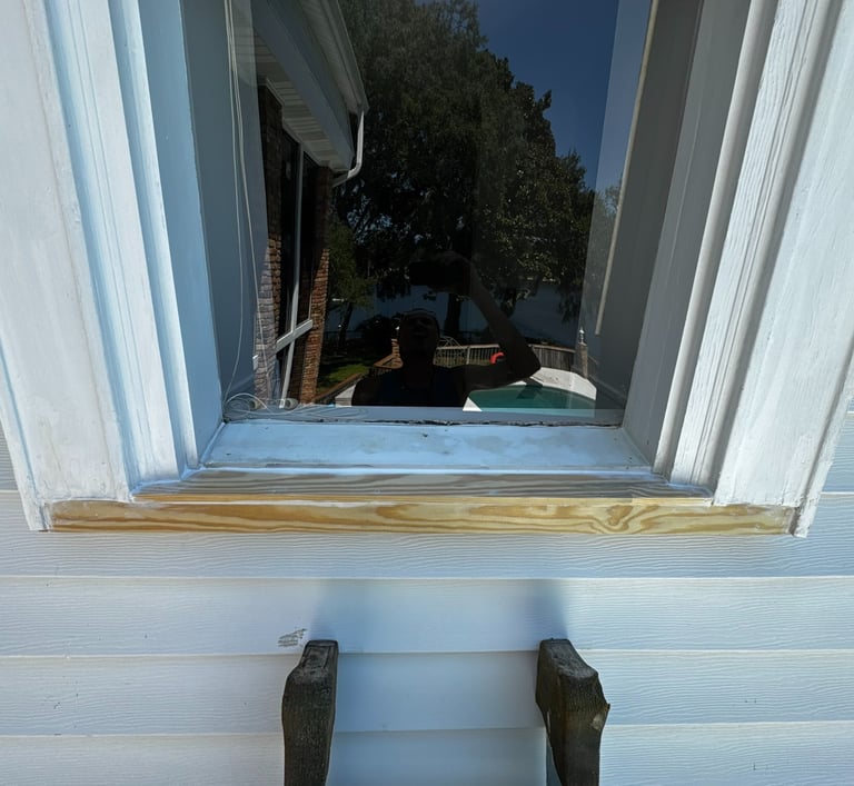Window rot repair project. Very common site in the Emeral Coast area 