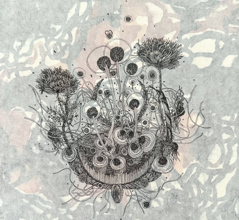 MAY SOMETHING ARISE FROM THE ASH - ink by Janet Griffen