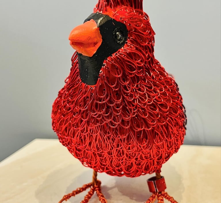 RUTLEDGE - pine and plated wire bird by Guy Cranston