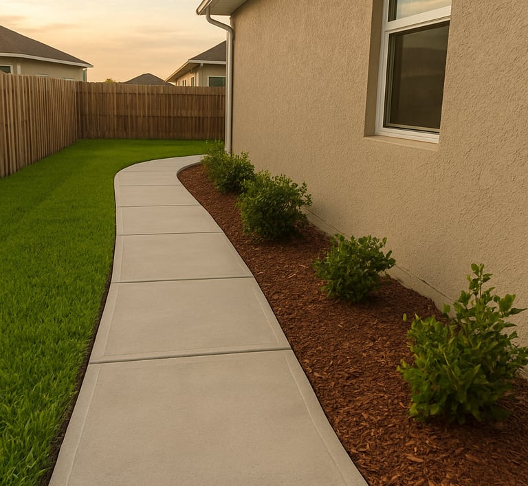 concrete patio addition, a concrete walkway around a house in clermont florida