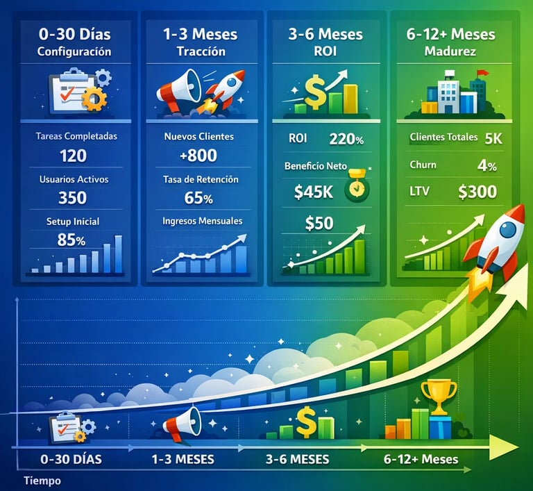 Métricas de progreso y KPIs por fase temporal en estrategias de marketing digital