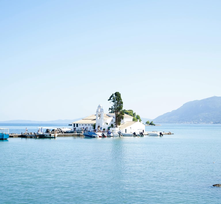 a small island with a small island in the middle of the water