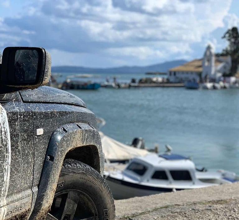 a vehicle parked on the side of a road