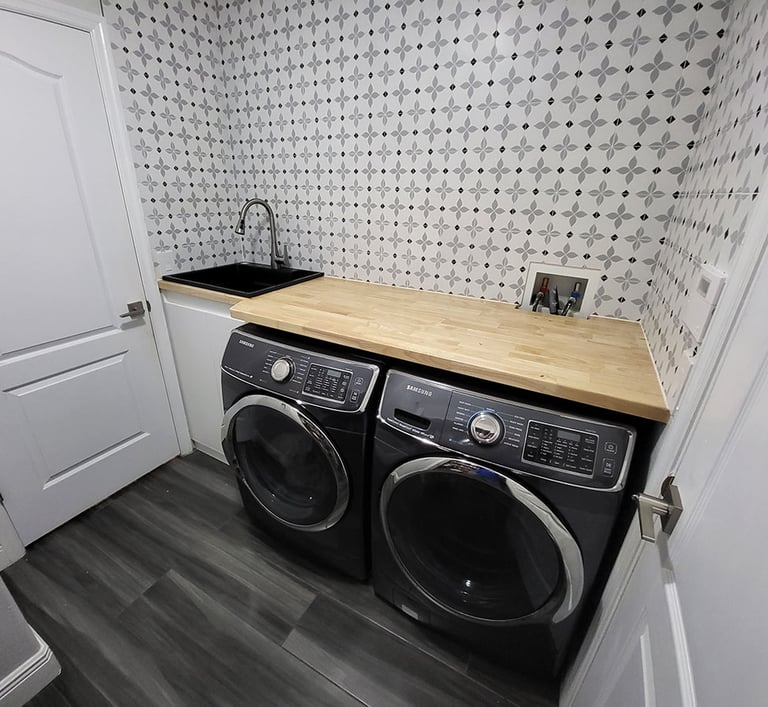 Picture of laundry renovation designed by White and Wood Custom Carpentry in Orlando Florida