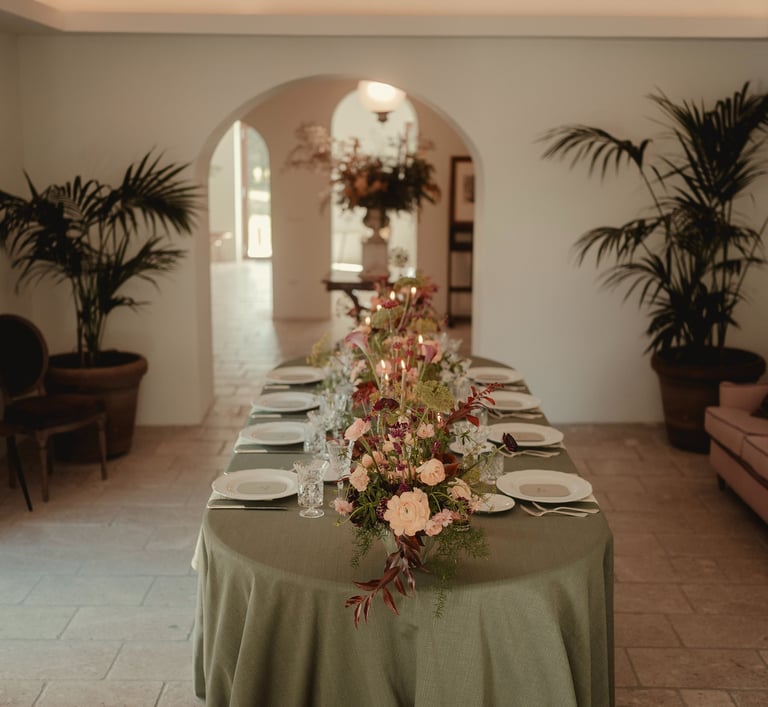 a table setting with a table setting for a dinner