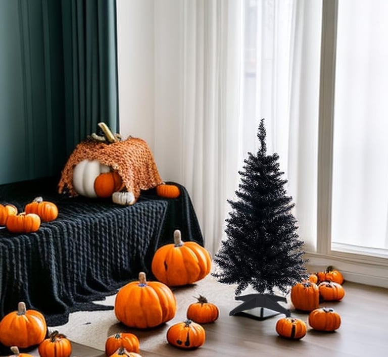 mini black Christmas tree