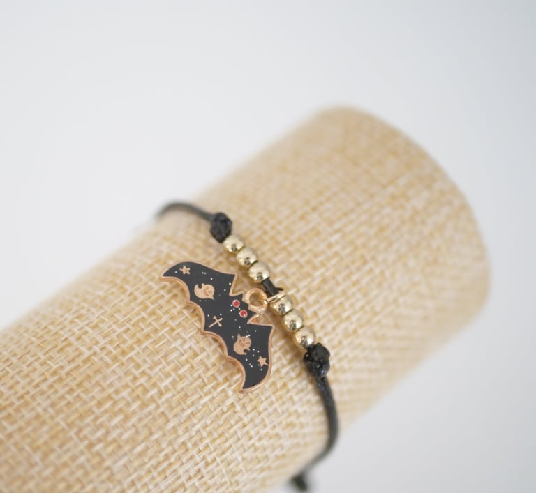 bracelet tressé chauve-souris enfant halloween gothique