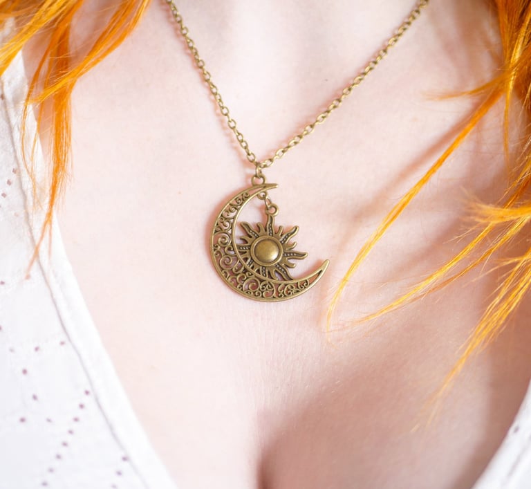 collier esoterisme magie sorcière witch lune soleil moon sun