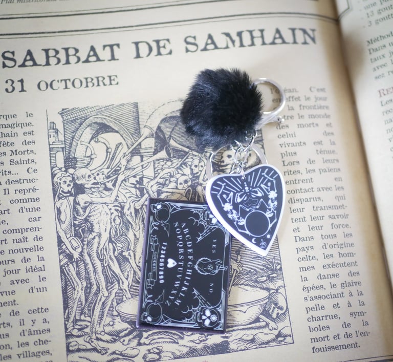 porte-clés planche de Ouija look gothique Halloween dark occulte
