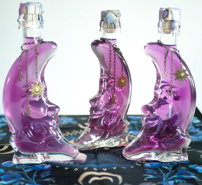 Potion Lunaire Enchantée - Décoration Magique en Forme de Lune pour une Atmosphère Mystique