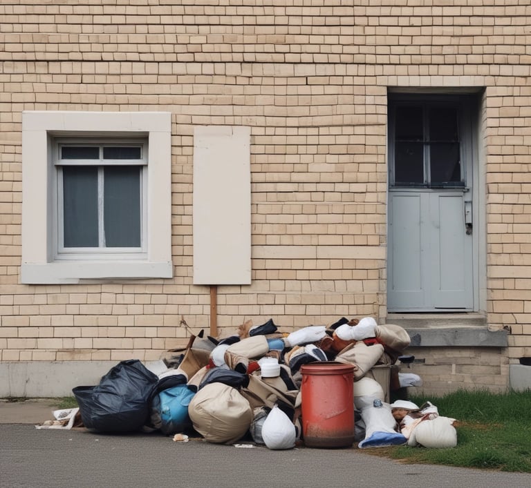trash pile in front of home in Melissa, TX