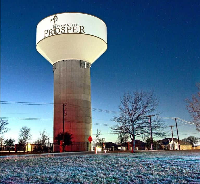 water tower in Prosper, TX