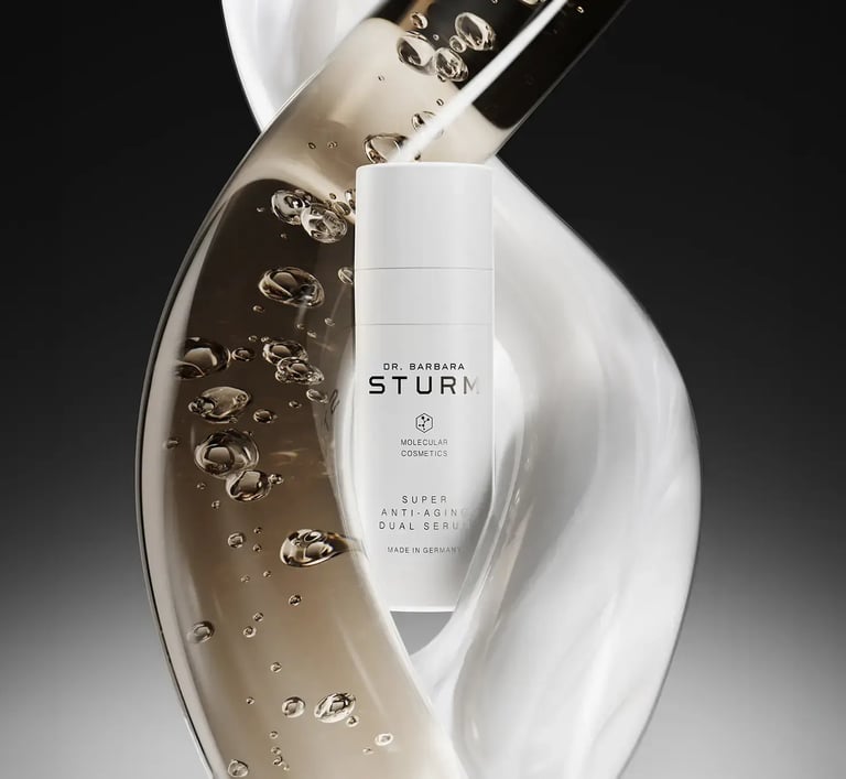 Dr. Barbara Sturm Super Anti-Aging Dual Serum with swirling liquid design