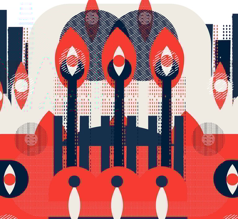 retro large colourful vector abstract. Click to buy at Saatchi.