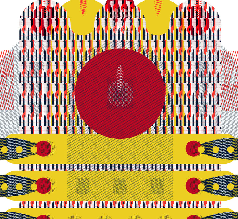retro large yellow and red vector abstract. Click to buy on Saatchi.