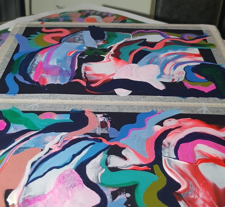 close up of one of my paintings in progress