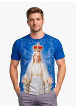 Camiseta masculina estampa Nossa Senhora de Fátima