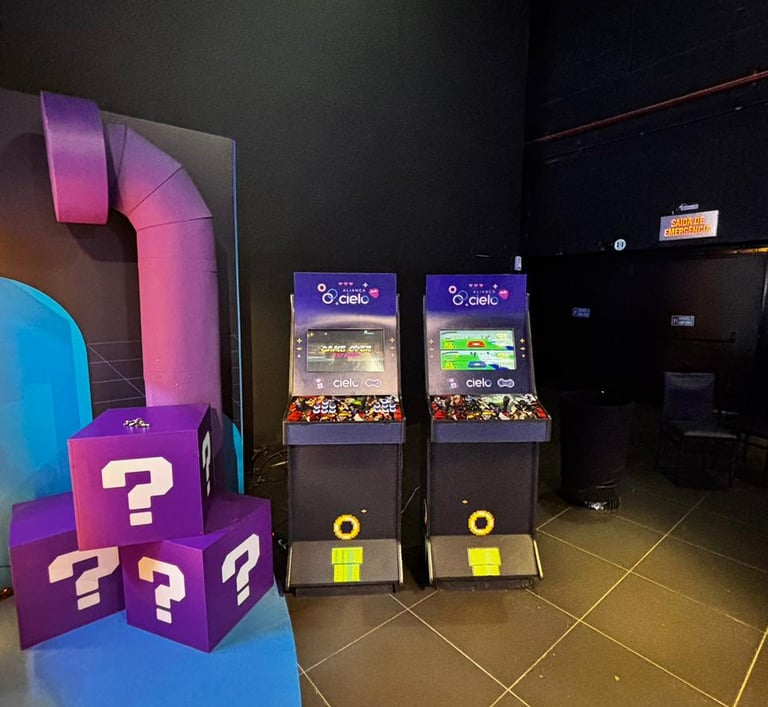 Maquina de fliperama personalizada R.A players para eventos