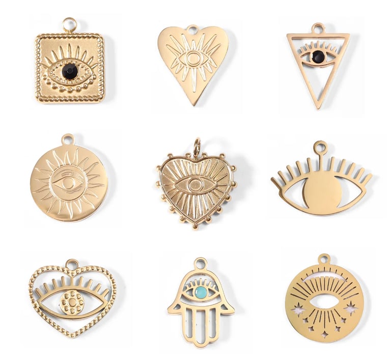 18K Gold PVD Stainless Steel Evil Eye Charms