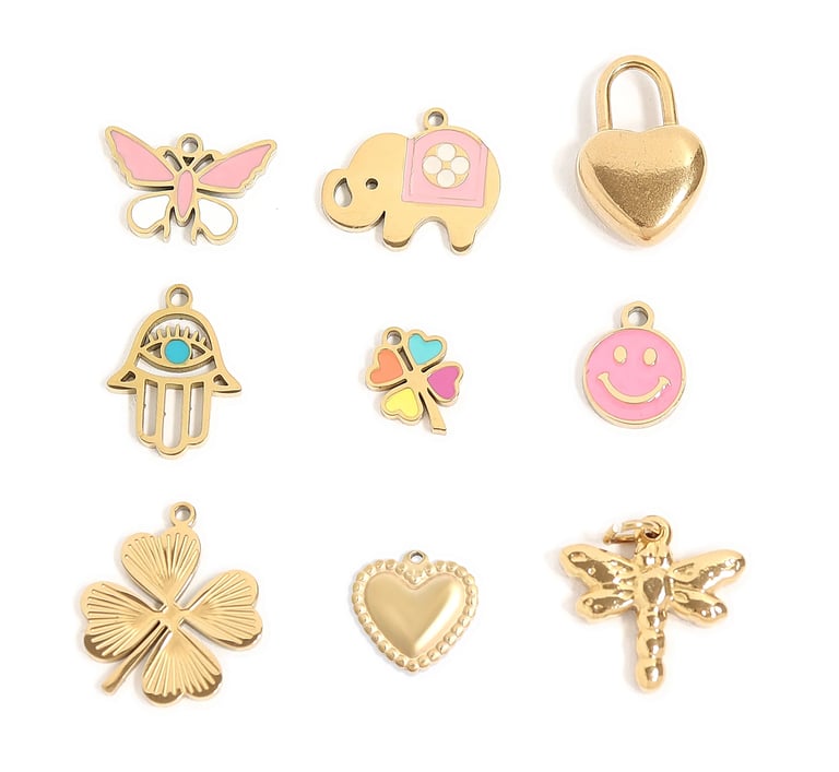 18K Gold PVD Stainless Steel Goodluck Charm Set