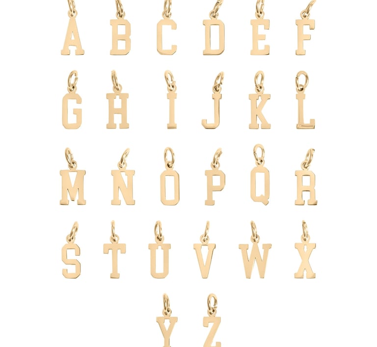 18K Gold PVD Stainless Steel Initial Letter Charms