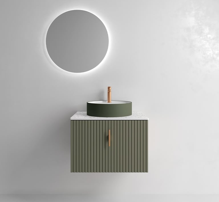 Fluted wall hung bathroom vanity