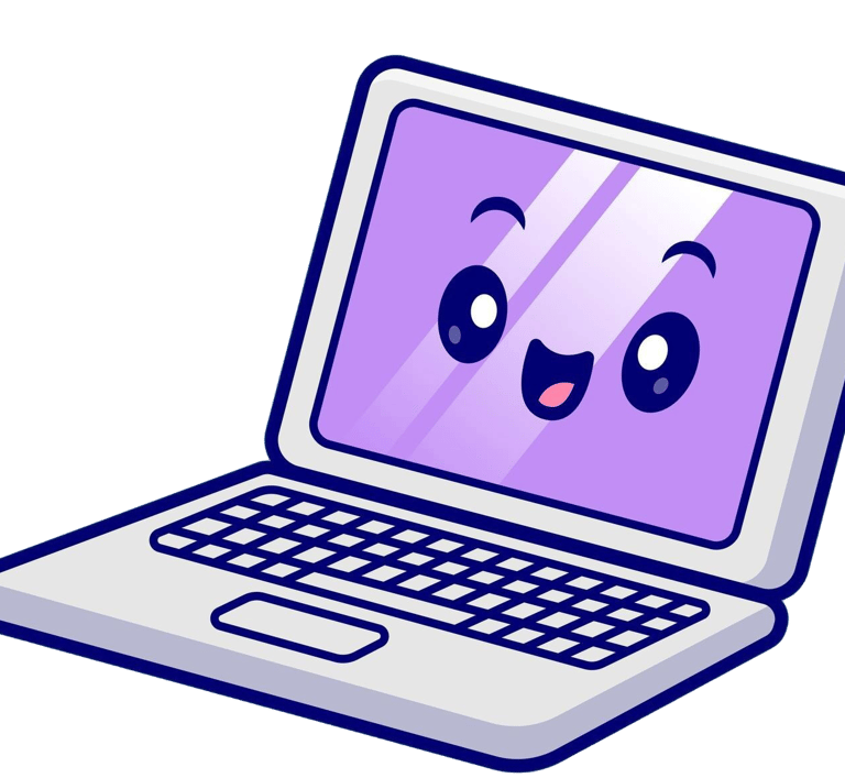 Visuel ordinateur souriant