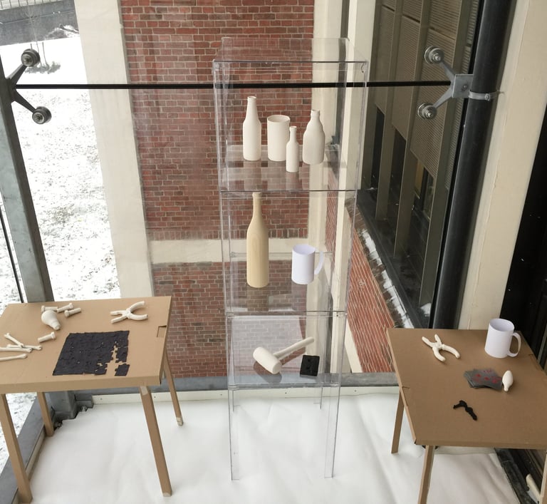 Recollection, Stripping the objects and furniture down to their archetypes in unusual materials. 