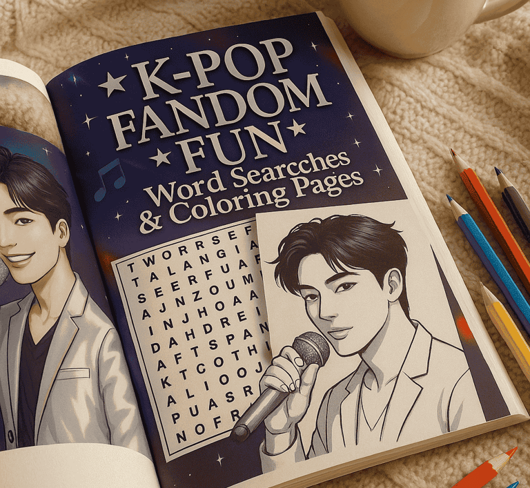 K-Pop Coloring Book, Stress Relief Activity, Dual Activity Book, Relaxation Gift