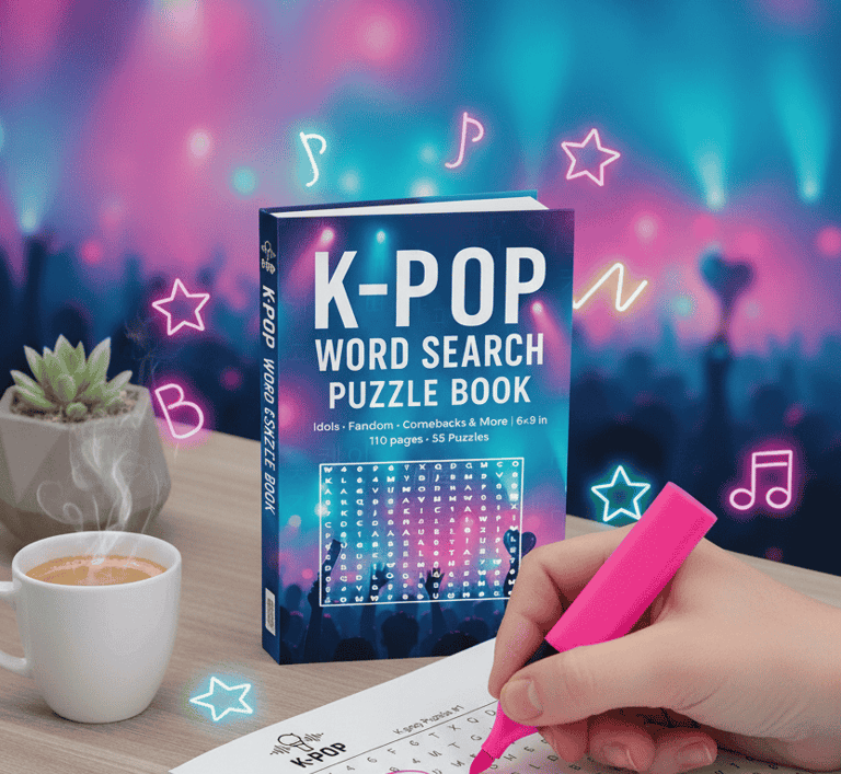 K-Pop Word Search, Unofficial Fandom Puzzles, Idol Activity Book,Hallyu Wave Games