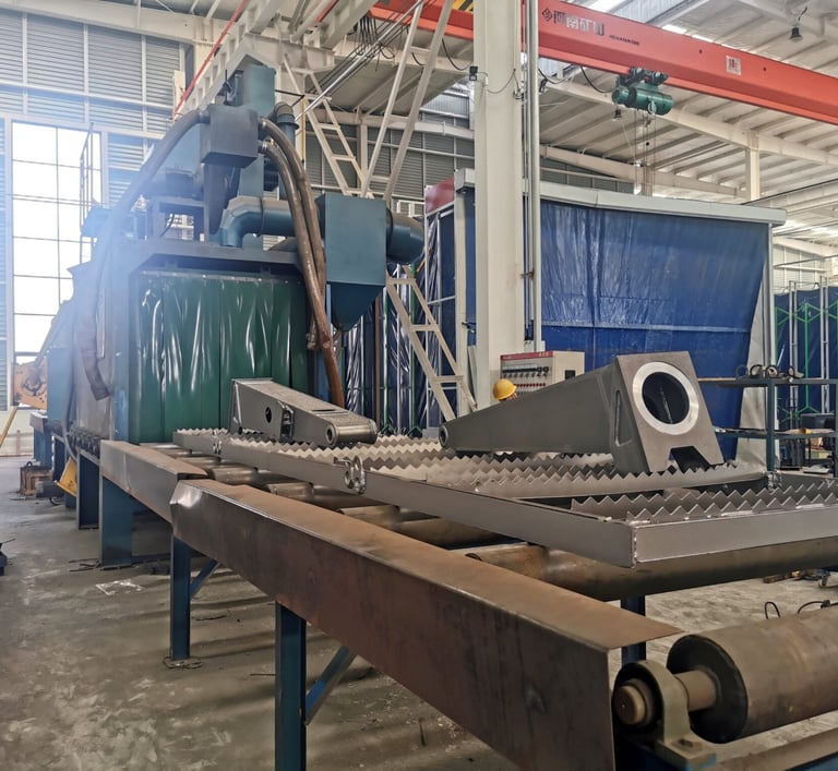 sandblasting workshop of truck crane